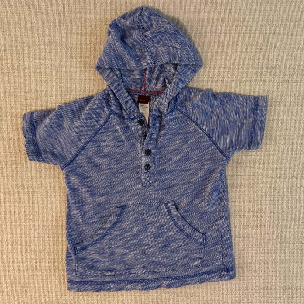 Tea Boys Shirt size 3 Blue Kids Hooded Shirt